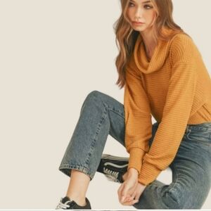 Free People Juicy Sleeve Cowl Neck Tunic Sweater Canyon Moon Size Medium